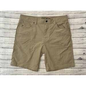 ROARK Porter Chino Shorts Sz 36 Standard Fit Brown Stretch 9” Inseam Khaki Hike